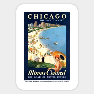 Vintage Travel Poster Chicago Illinoise Central Sticker